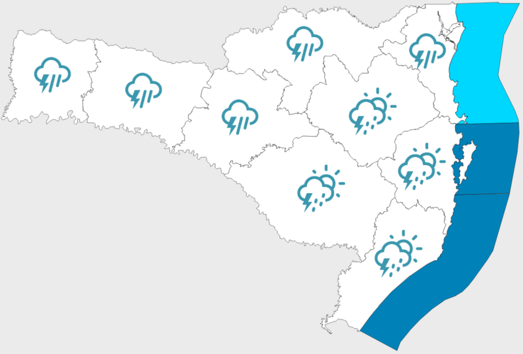 Frente fria percorre SC e provoca temporais no início da semana