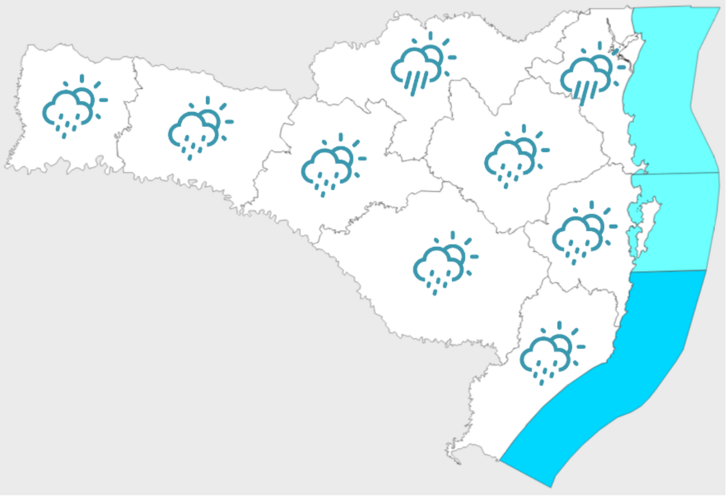 Defesa Civil - Frente fria avança em Santa Catarina mantendo a chuva no estado