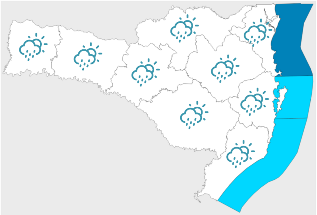 Imagem Defesa Civil - Tempo continua fechado em SC com chuva e nebulosidade