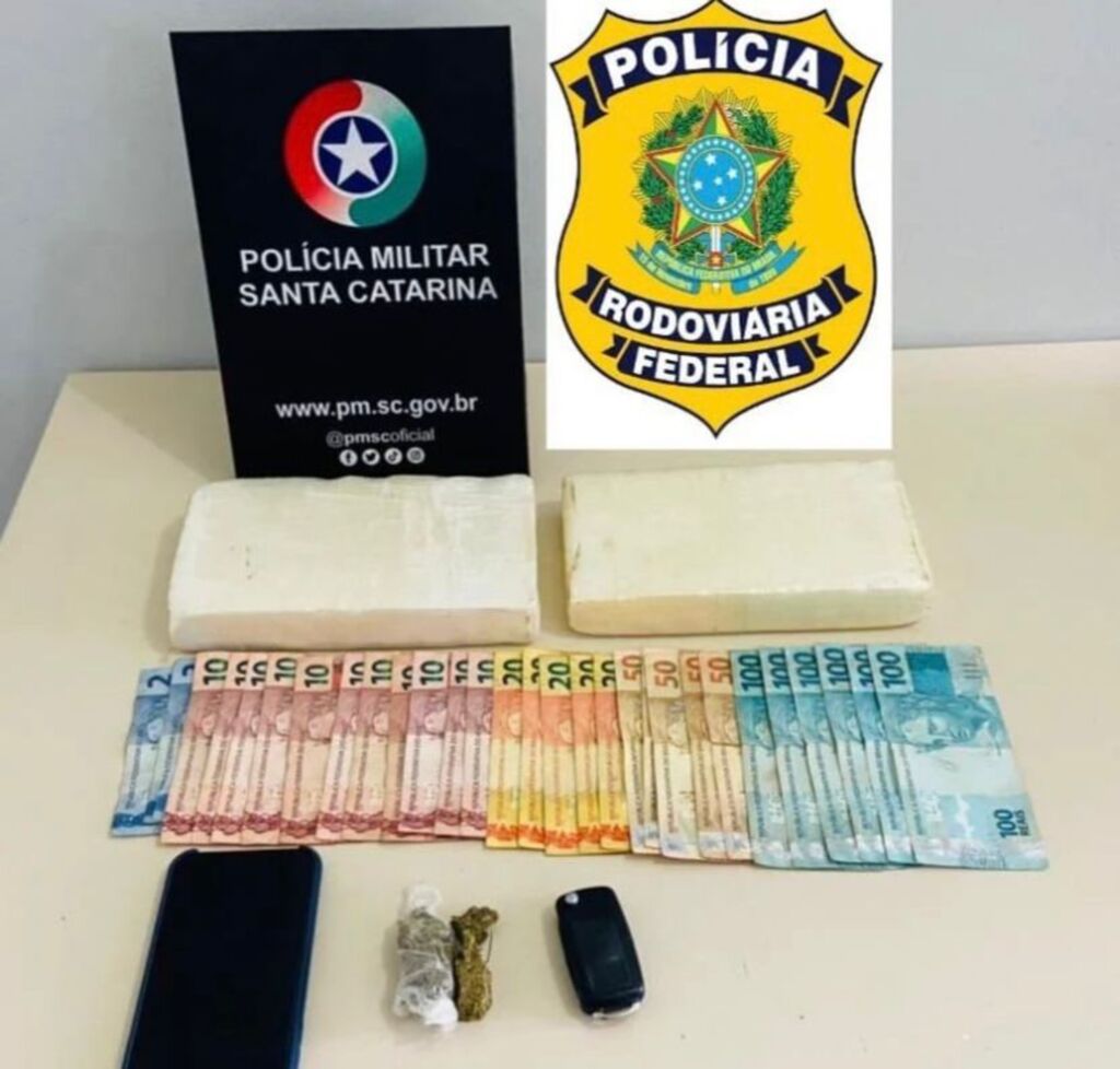 Operação conjunta entre PM e PRF apreende mais de 2kg de cocaína com destino a Imbituba