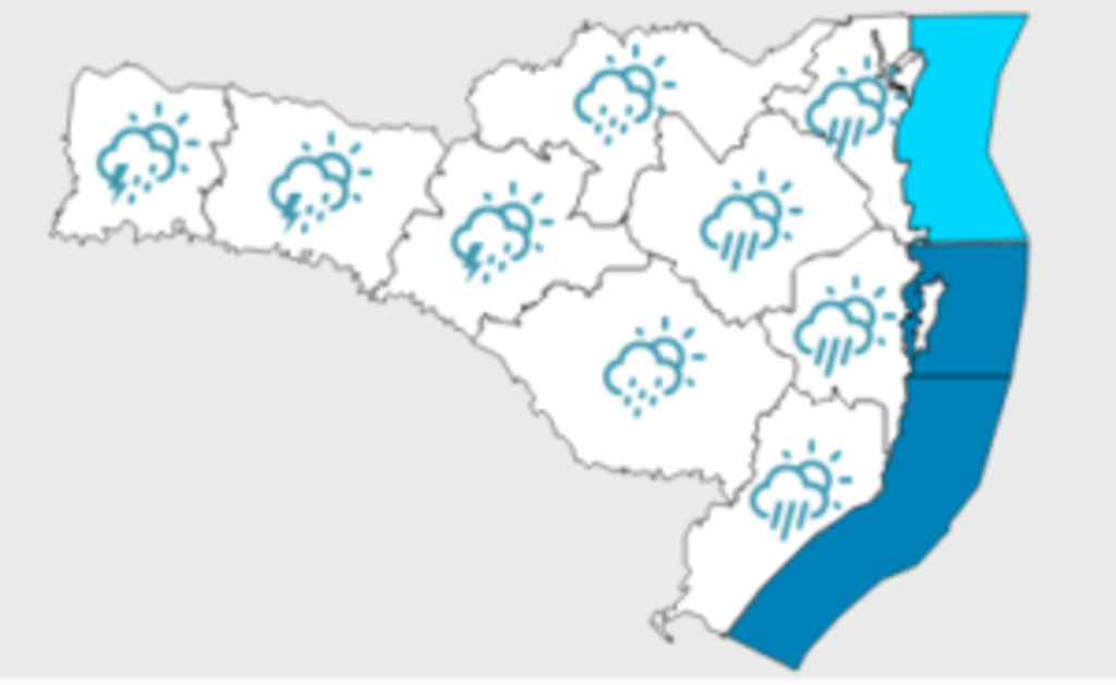 Previsão do tempo: fim de semana de muitas nuvens e chuva em SC