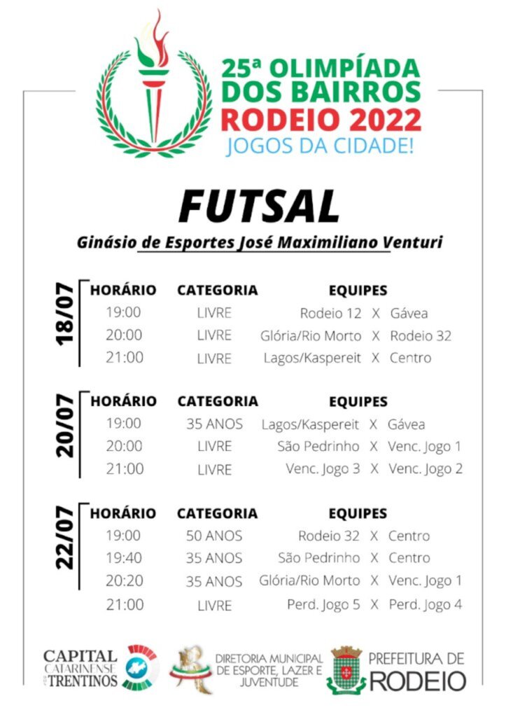 25º OLIMPÍADA DOS BAIRROS DE RODEIO - FUTSAL