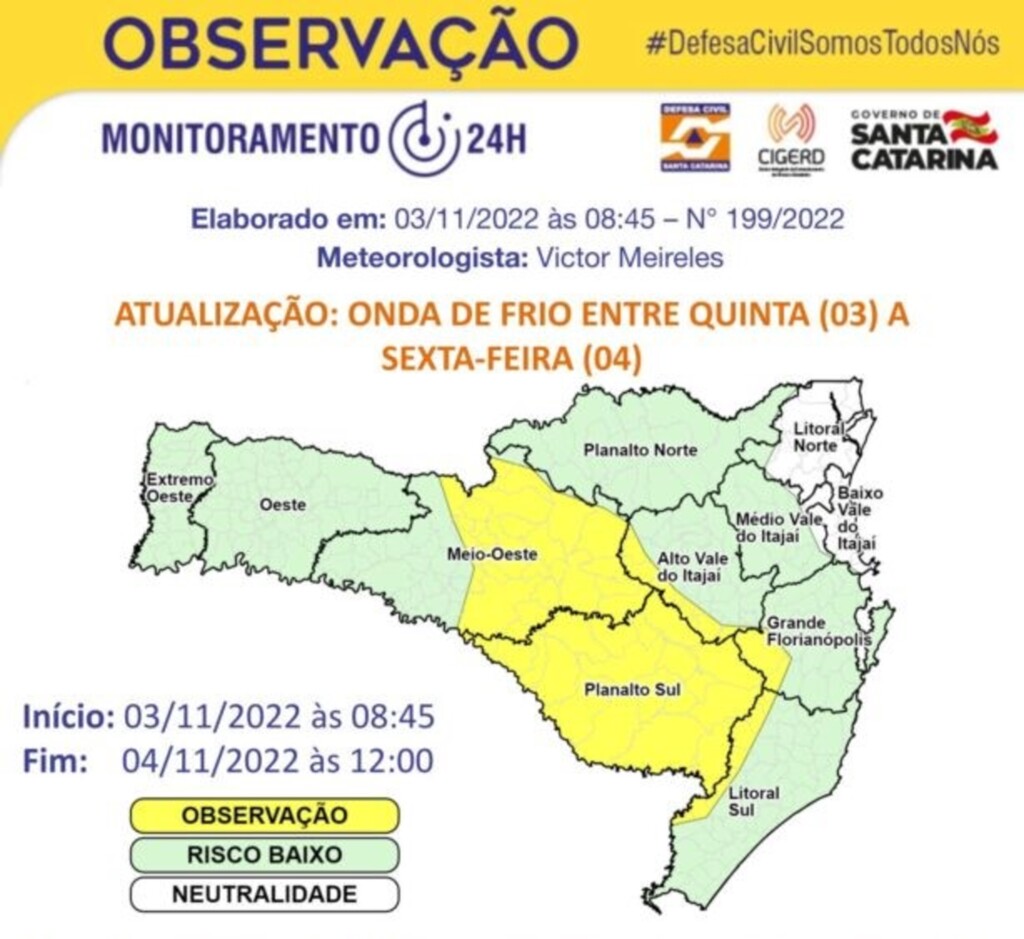 Geada e temperaturas negativas no amanhecer da Serra Catarinense