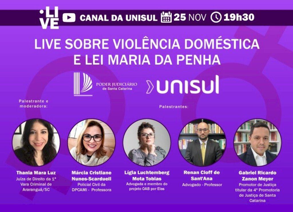 Organizada pela 1ª Vara Criminal de Araranguá, live debaterá violência doméstica