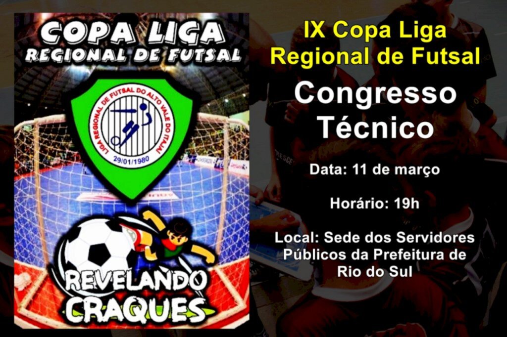 Congresso Técnico da Copa Liga Regional de Futsal acontecerá na próxima semana