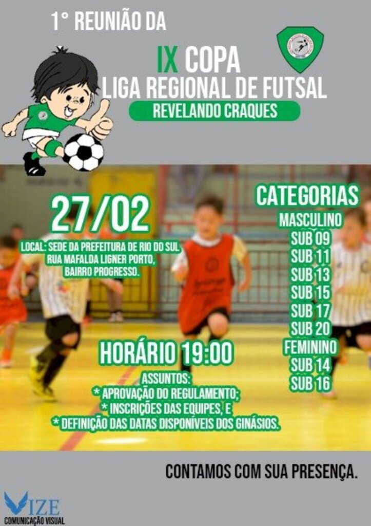 1ª Reunião da Copa Liga Regional de Futsal acontecerá em Rio do Sul