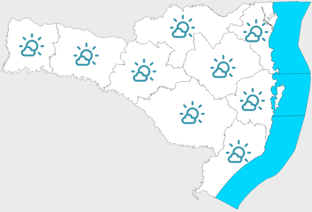 Previsão marca pancadas de chuva para o litoral