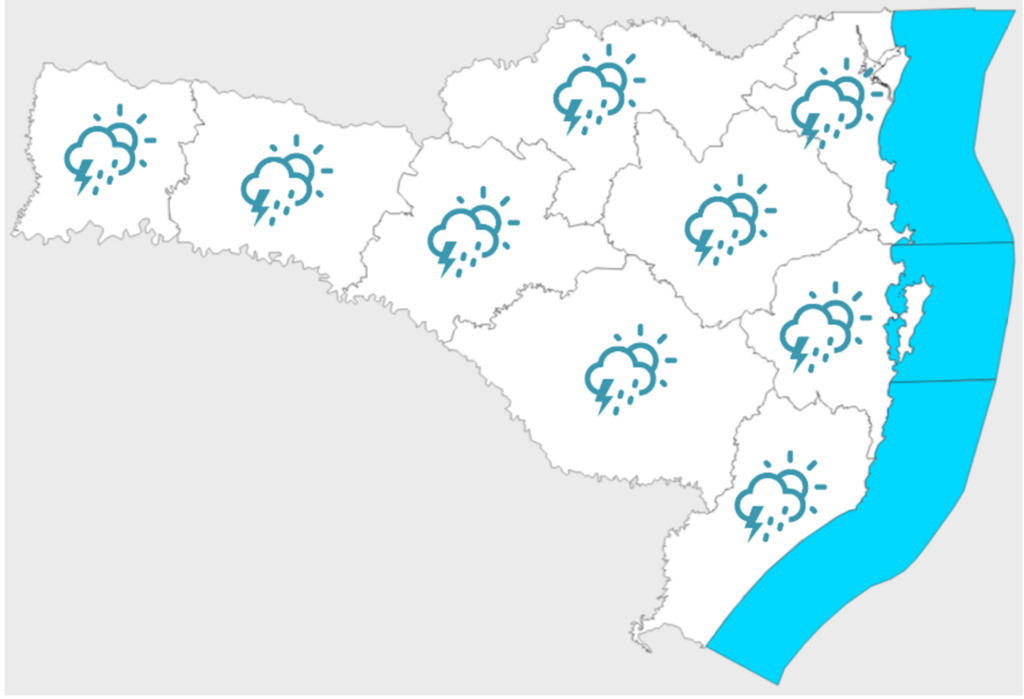 Previsão alerta para temporais e possibilidade de queda  granizo