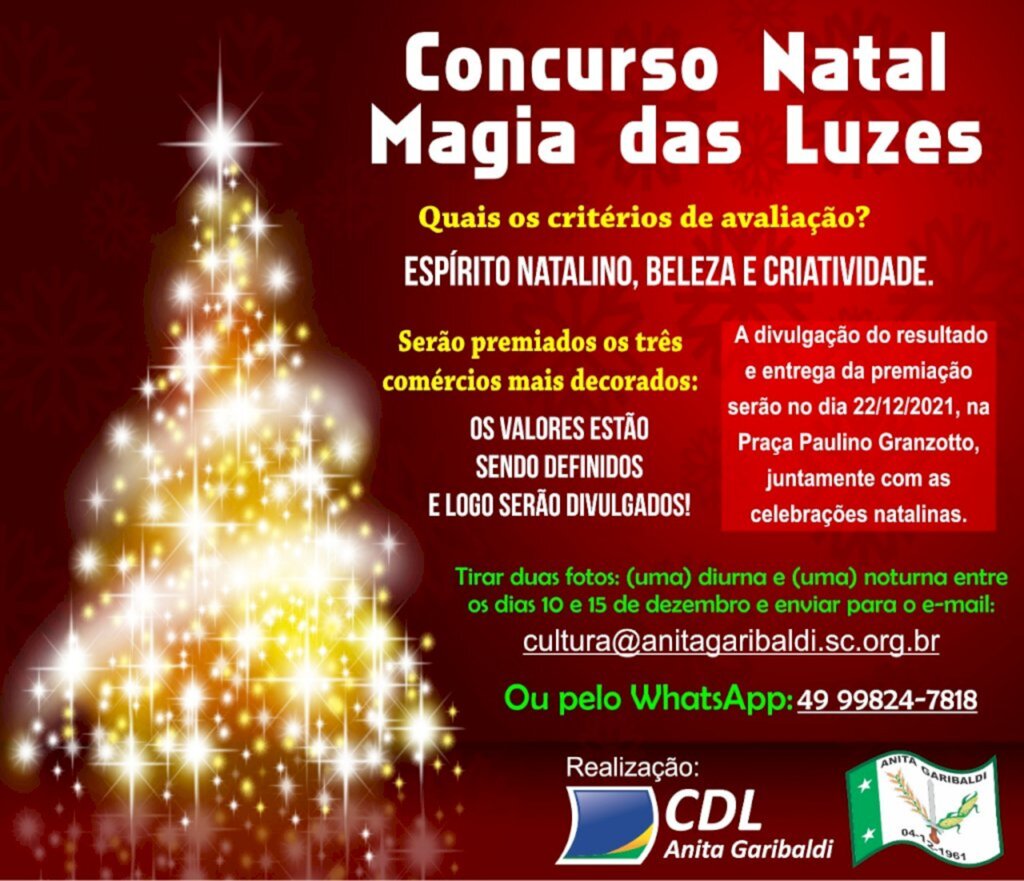 Concurso Natal Magia das Luzes premiará decorações do comércio anitense