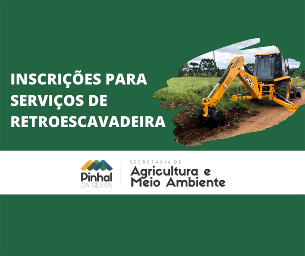 Inscrições abertas para serviços de retroescavadeira em Pinhal da Serra