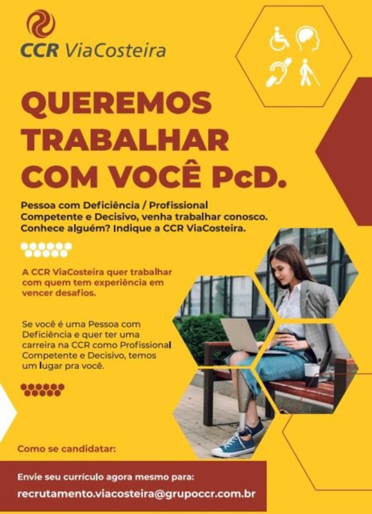 CCR ViaCosteira abre vagas para pessoas com deficiência