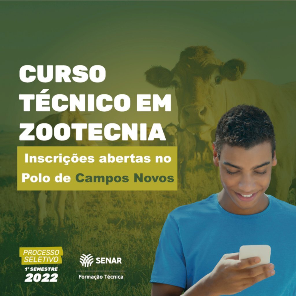 Abertas inscrições para o curso técnico em Zootecnia em Campos Novos