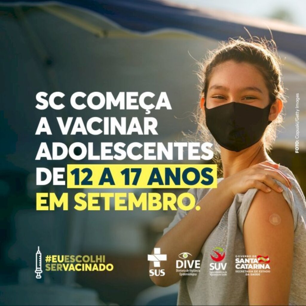 Vacinação em SC: adolescentes serão vacinados contra a Covid-19 a partir do dia 1º de setembro