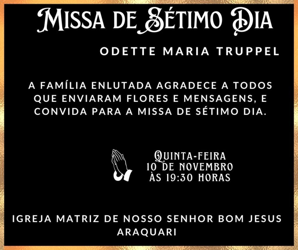 CONVITE  Para Missa de Sétimo Dia
