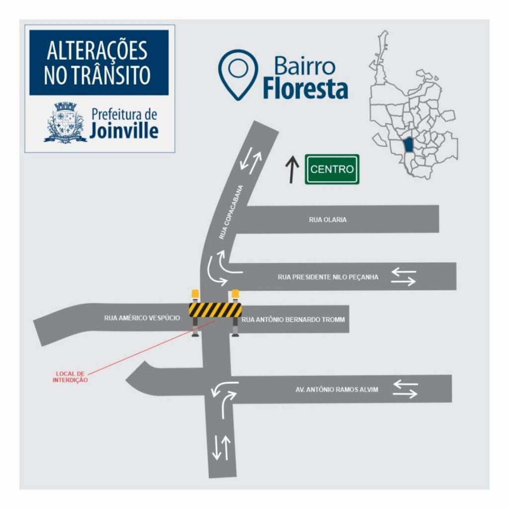 Obras na Rua Copacabana afeta trânsito na sexta e no sábado (30/9 e 1º/10)