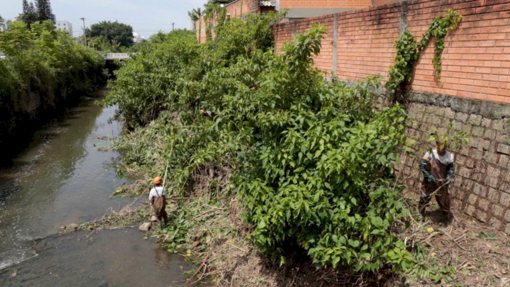 Equipes da Seinfra fazem limpeza e manutenção no rio Cachoeira