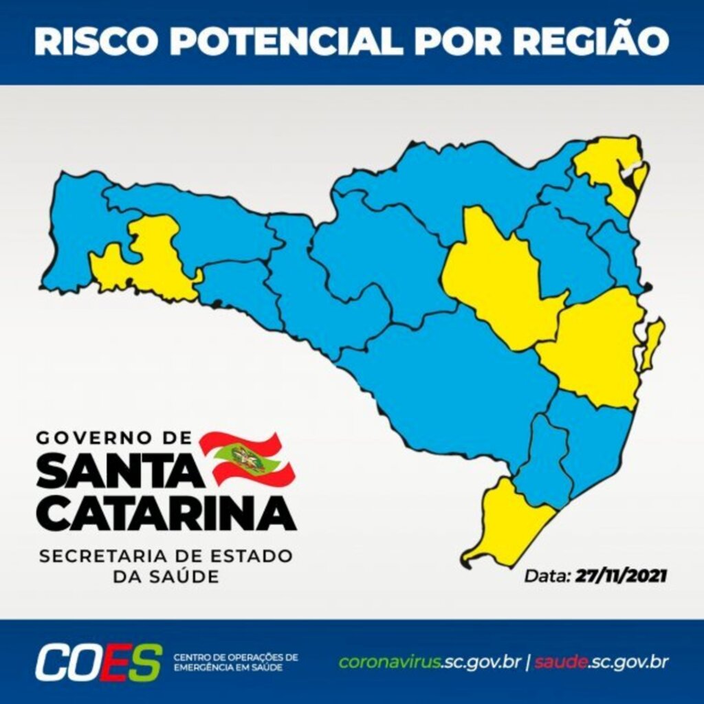 Coronavírus em SC: Matriz do Risco aponta 12 regiões no nível moderado e cinco no alto