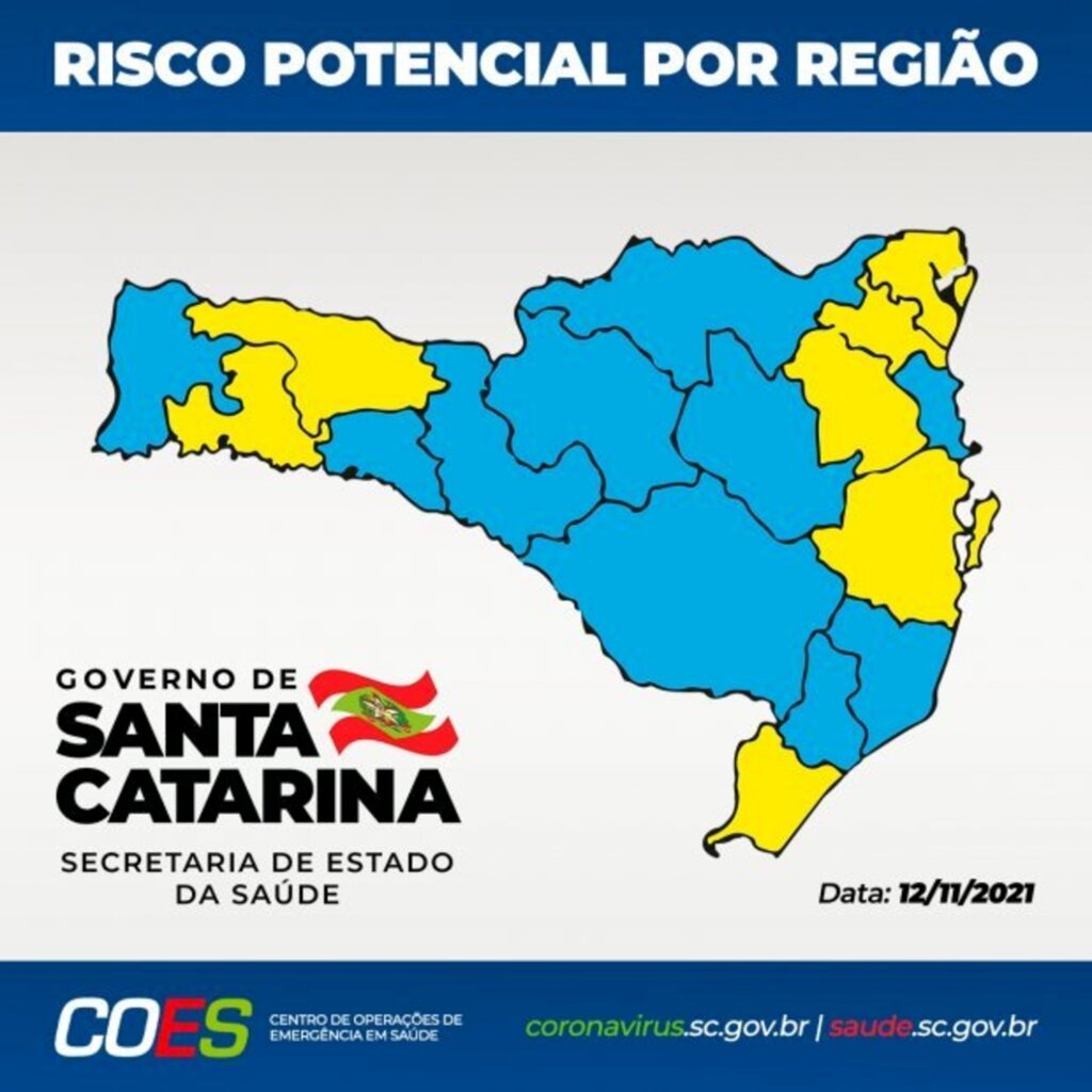 Coronavírus em SC: Matriz de Risco aponta 10 regiões no nível moderado