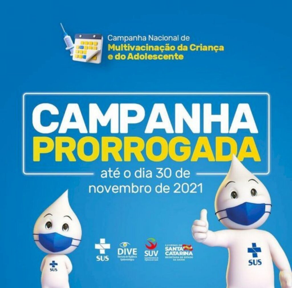 Campanha de Multivacinação é prorrogada até o dia 30 de novembro em Santa Catarina