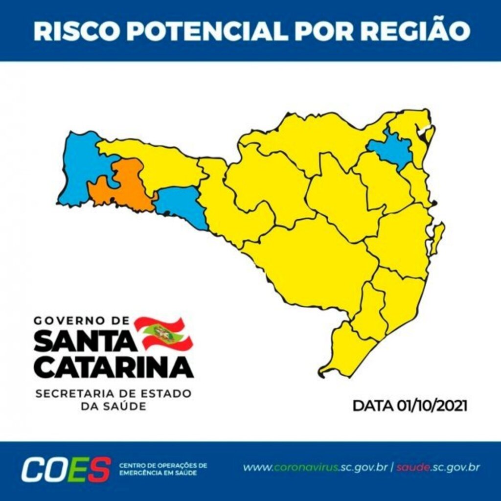 SC: Estado tem uma região em estado grave, três em moderado e as demais em alto, indica Matriz de Risco