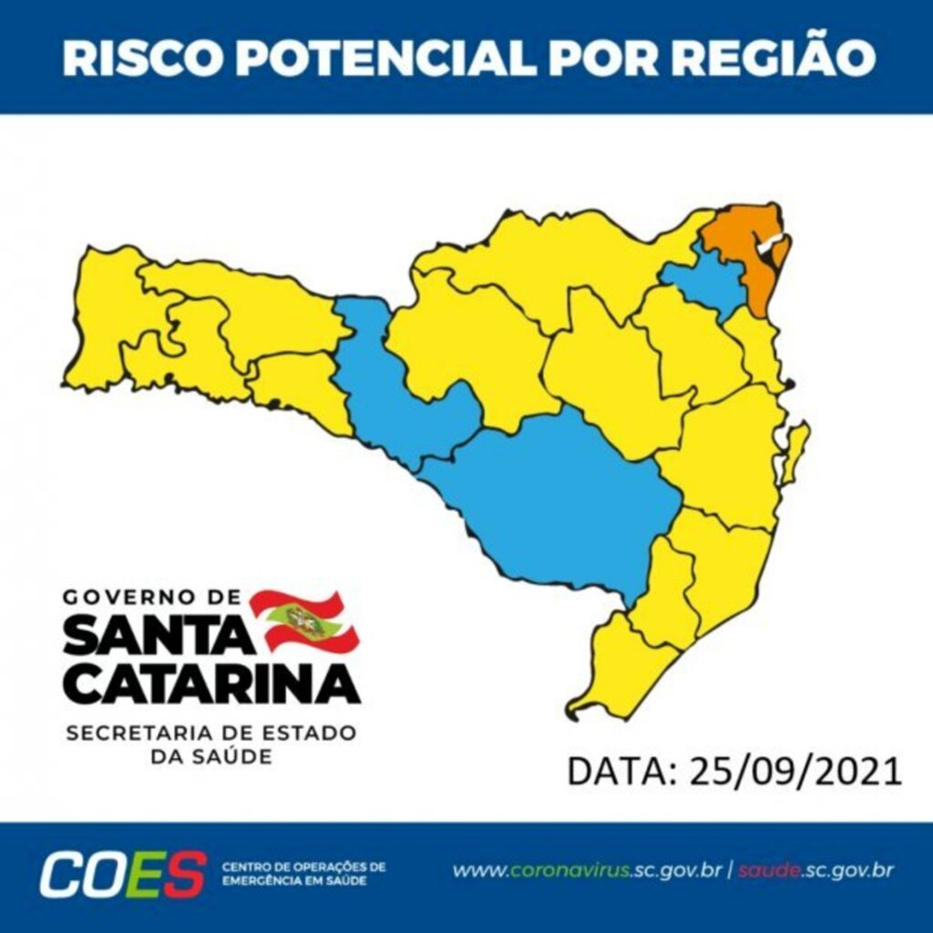 SC: Matriz de Risco aponta apenas uma região em estado grave e outras em alto e moderado