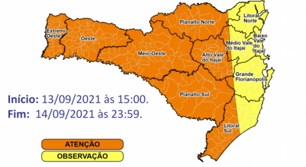 Defesa Civil alerta para temporais e chuvas volumosas