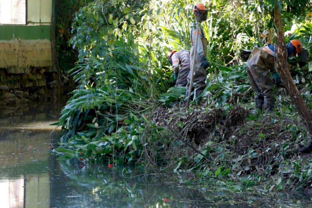 Secretaria de Infraestrutura Urbana de Joinville realiza limpeza do Rio Jaguarão