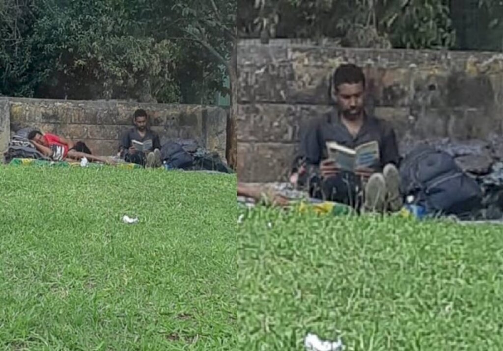 Andréia Brandão - Morador em situação de rua lendo livro em SP