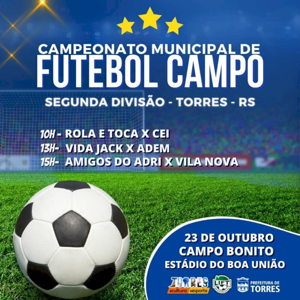 CAMPEONATO MUNICIPAL DE FUTEBOL DE CAMPO 2022 - SEGUNDA DIVISÃO TEM MAIS TRÊS JOGOS NO DOMINGO, DIA 23