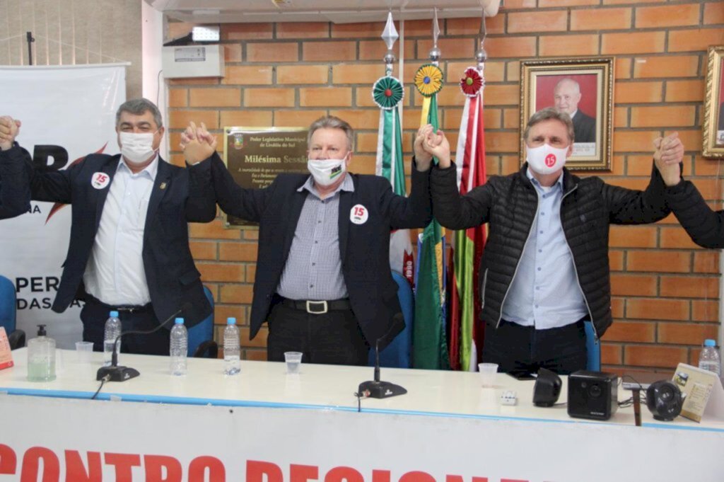 Divulgação - Lunelli, Maldaner e Berger, em encontro regionais preparatórios às prévias