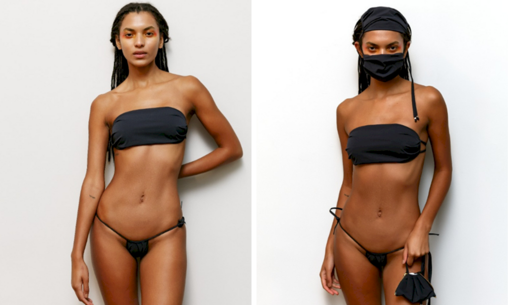Divulgação / Elas no Tapete Vermelho - Máscara, top, bandana e bolsa de Amir Slama
