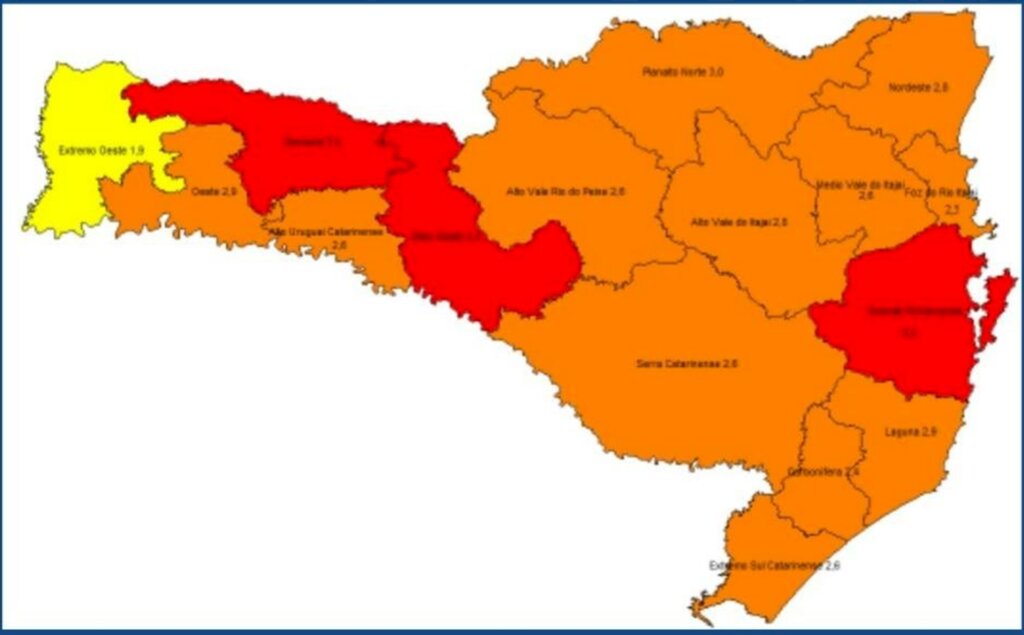 SC tem três regiões em risco gravíssimo para Covid-19