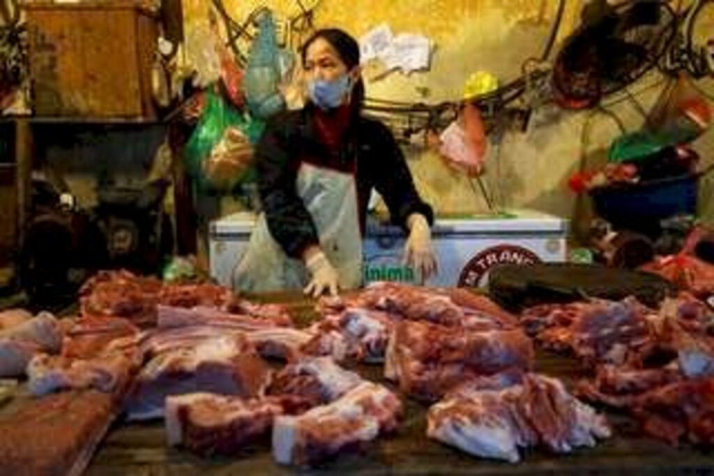 Reuters/Kham - Venda de carne suína em mercado em Hanói, Vietnã