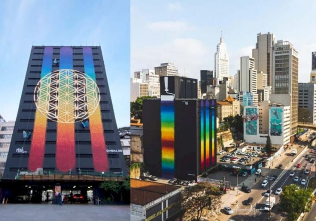 Artista repagina prédio com cores dos chakras e leva positividade a SP