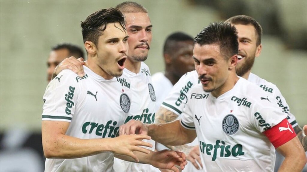 Cesar Greco/ Palmeiras - Raphael Veiga marcou os dois gols do Palmeiras na partida