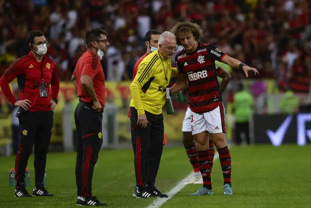  - Dorival Júnior e David Luiz na vitória do Flamengo sobre o Tolima — Foto: Gilvan de Souza / Flamengo