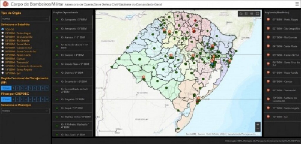 Geoportal disponibiliza painel com geolocalização dos batalhões dos bombeiros