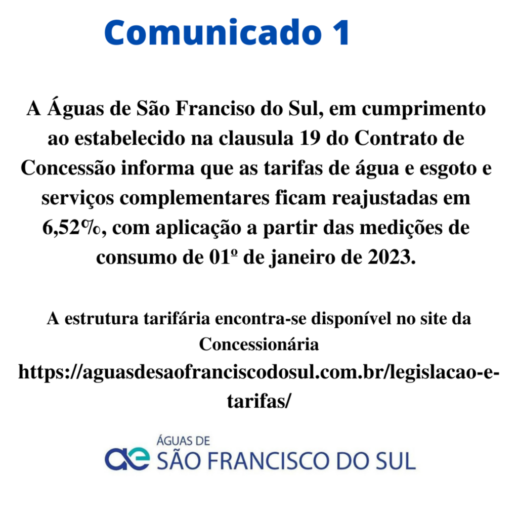 COMUNICADO Águas de São Franciso do Sul