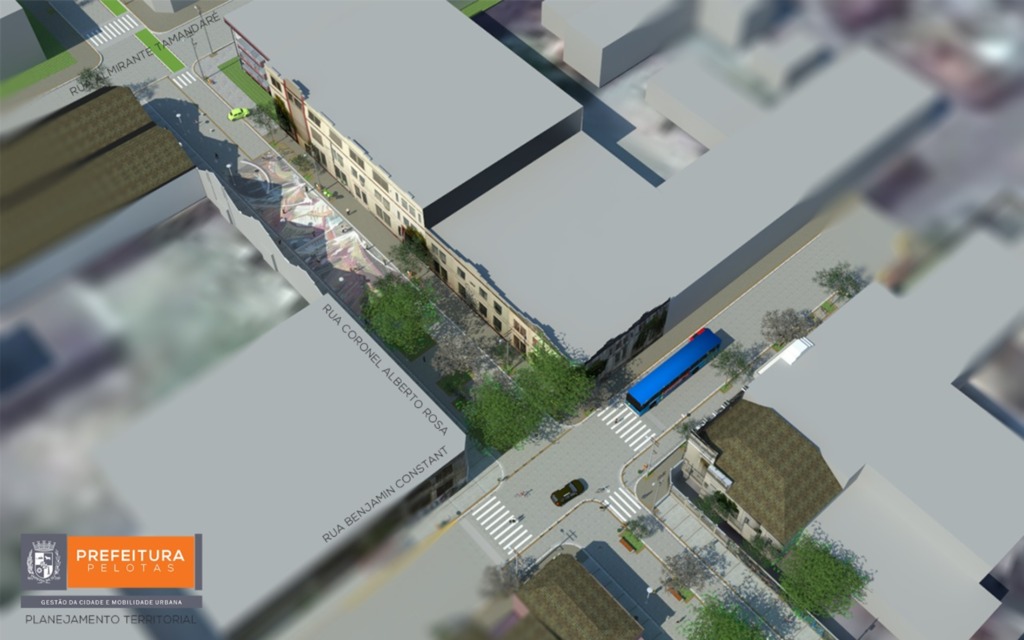 Calçadão da rua Alberto Rosa começa a ser construído pela UFPel
