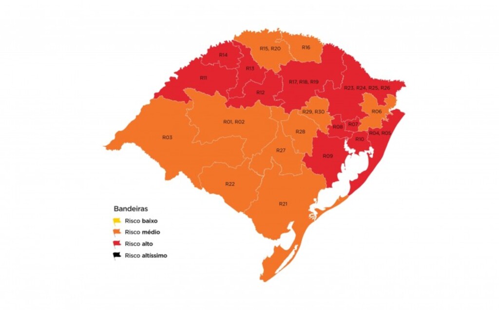 RS: mapa volta a avermelhar em 11 regiões