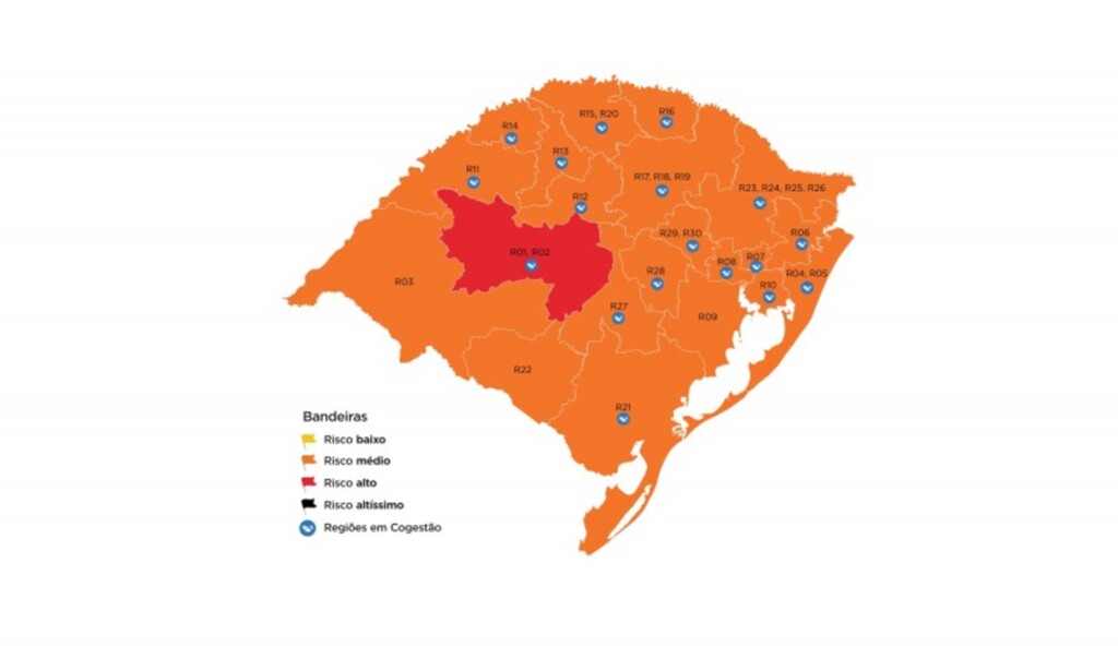 Região de Santa Maria fica em bandeira vermelha