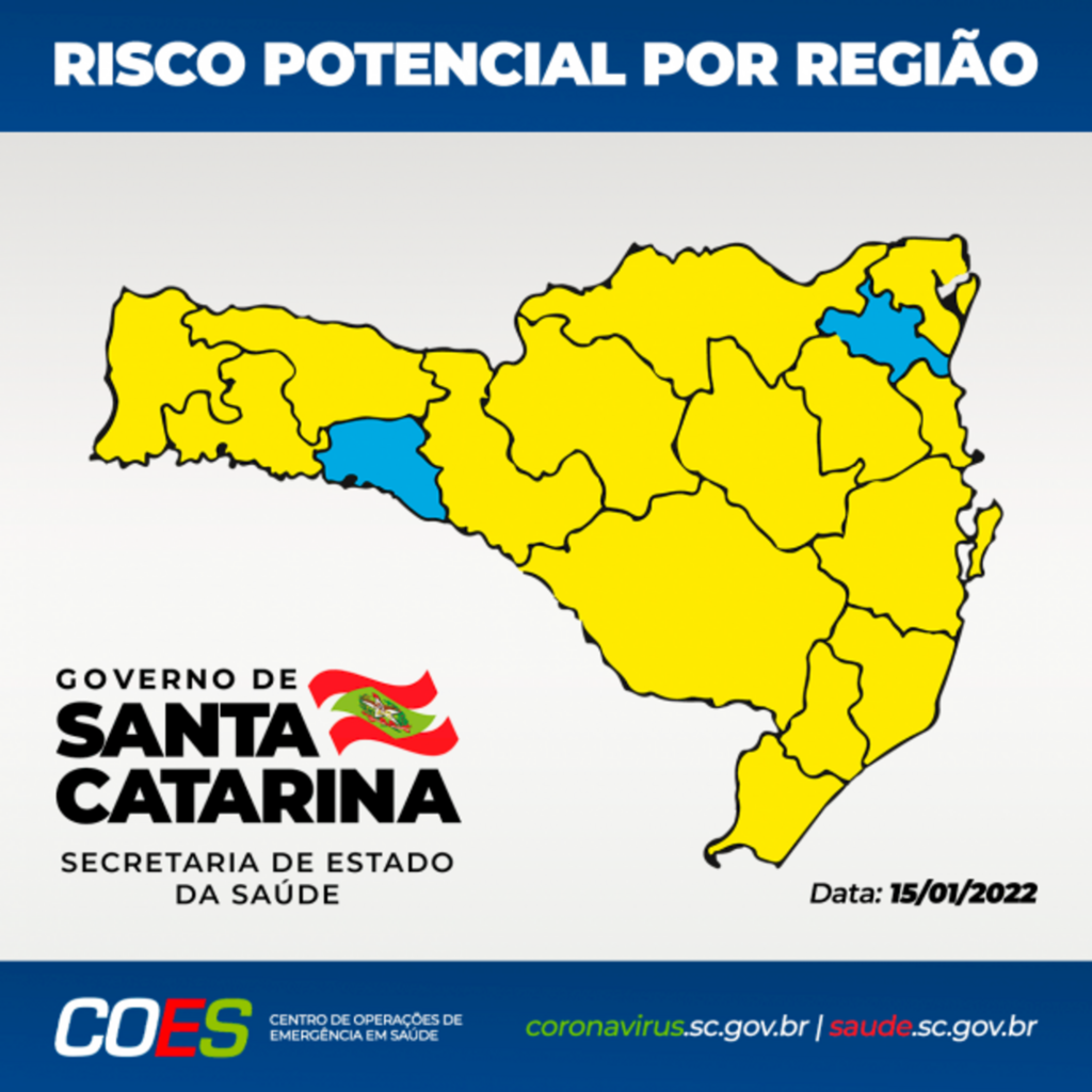 Assessoria de Comunicação Secretaria de Estado da Saúde - SES - Em um comparativo com o relatório divulgado na semana anterior, as regiões do Vale do Itapocu e Alto Uruguai Catarinense se mantiveram no nível moderado e as regiões Grande Florianópolis e Carbonífera se mantiveram no alto.