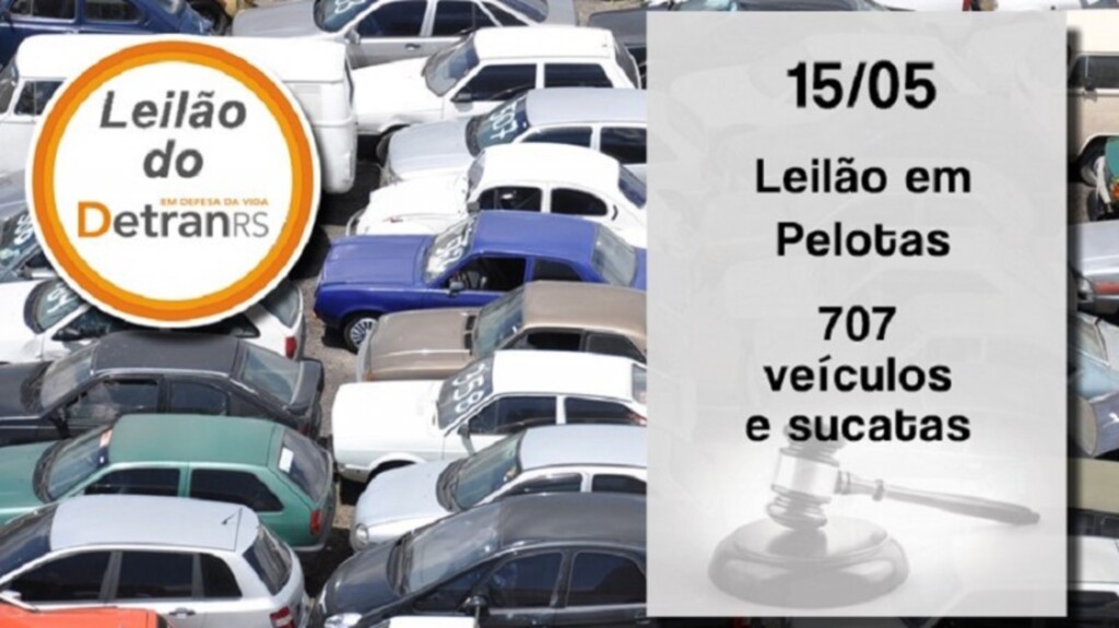 Detran oferta mais de 700 veículos e sucatas em Pelotas na próxima quarta