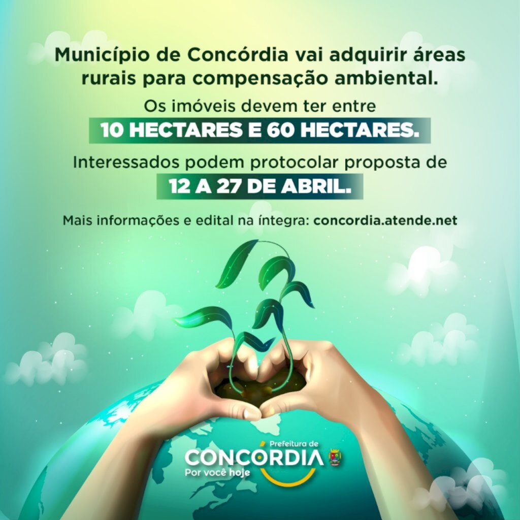 Lana Correa Pinheiro / Jornalista - SECOM - Prefeitura irá adquirir terrenos entre 10 e 60 hectares, em áreas rurais de Concórdia, ou de outros municípios que tenham áreas que façam parte da Bacia Hidrográfica do Rio Jacutinga