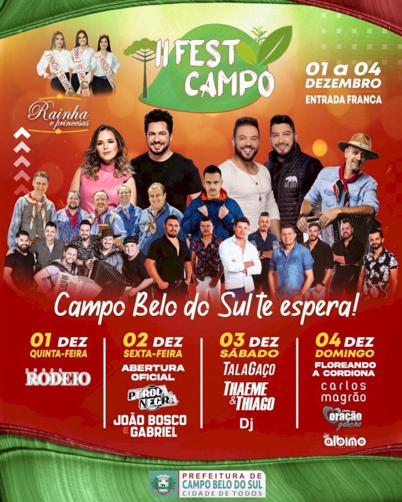 Campo Belo do Sul apresenta programação da II Fest Campo, com shows nacionais de grande renome