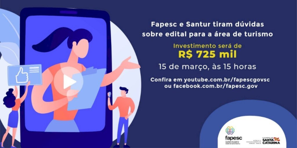 Fapesc e Santur fazem live para tirar dúvidas sobre edital de R$ 725 mil para pesquisa em turismo