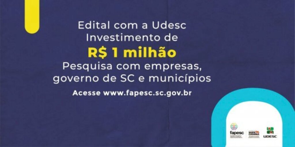 Edital destina R$ 1 milhão para pesquisadores da Udesc desenvolverem projetos com empresas, governo estadual e municípios