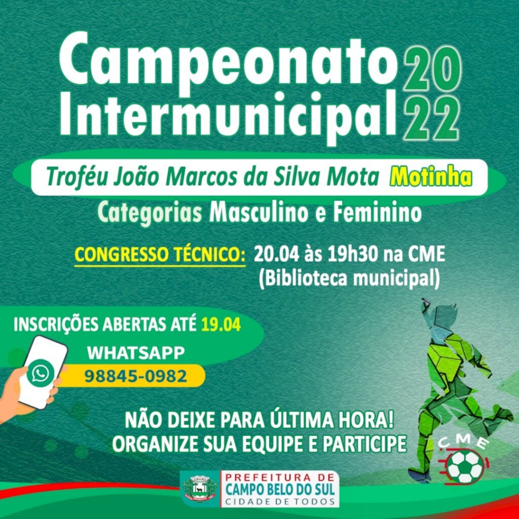 Abertas as inscrições para o Campeonato Intermunicipal 2022 de Campo Belo do Sul