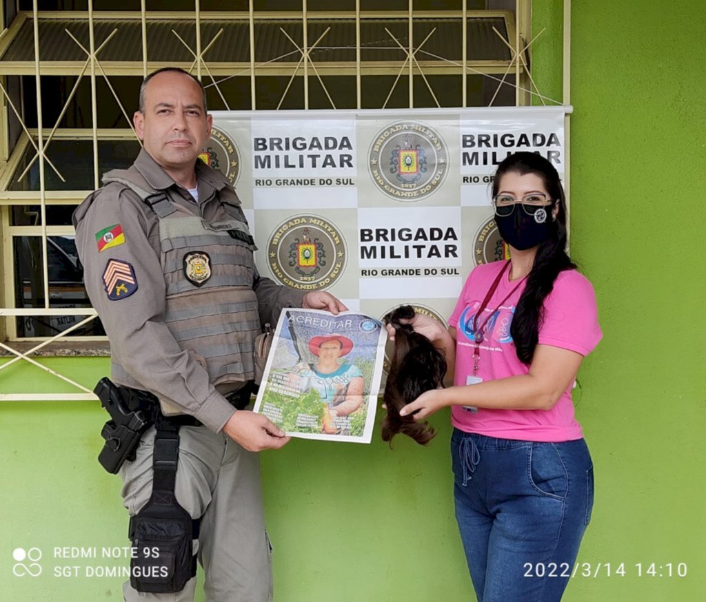 Brigada Militar de Pinhal da Serra recebe doação para Campanha Cabelos de Aço