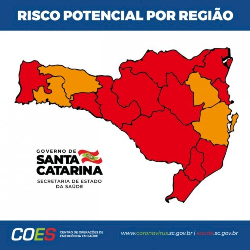 Coronavírus em SC: Matriz de Risco aponta melhora em quatro regiões catarinenses